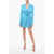 THE ATTICO Satin Wallet Dress With Draping Light Blue