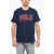 Ralph Lauren Crew Neck Cotton T-Shirt With Corduroy Patch Blue