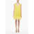 P.A.R.O.S.H. Satin Shift Dress With Feathered Bottom Yellow