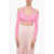 Alexander McQueen Stretch Viscose Cropped Top With Denuded Shoulders Pink