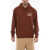 SPORTY & RICH Fleeced-Cotton Hoodie With Patch Pocket Brown
