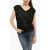 Woolrich Sheer Linen T-Shirt With V-Neck Black