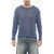 ANDERSSON BELL Perforated Solid Color Watton Crew-Neck Sweater Blue