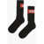 032c Ribbed Tape Long Socks Black