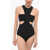 Alexander McQueen Stretch Viscose Bodysuit With Cut Out Detail Black
