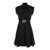 Pinko Black Popeline Mini-Dress With Love-Bird Belt In Cotton Woman BLACK