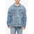 Balmain Denim Jacket With Embroidered Pockets Blue