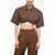 JACQUEMUS Zipped Shirt Sleeved Crop Top Brown