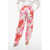 THE ATTICO Wide Leg High-Waisted Pants With Floral Print Pink
