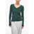 Bottega Veneta Ribbed Cotton Sweater With Lace-Up Detail Green