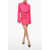 THE ATTICO Wide-Sleeved Chemisier Minidress With Padded Shoulders Pink