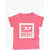 Diesel Red Tag Solid Color Tmash Crew-Neck T-Shirt With Printed Log Pink