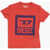 Diesel Red Tag Solid Color Tvachi T-Shirt With Crackled Logo Red