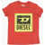 Diesel Red Tag Crew-Neck Tbudy T-Shirt With Crackled Logo Red