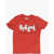 Diesel Red Tag Logo Printed Tvarm Crew-Neck T-Shirt Red