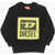 Diesel Red Tag Brushed Cotton Sbudy Crew-Neck Sweatshirt With Crack Black