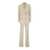 Tagliatore Beige Striped Double-Breasted Suit in Cotton and Linen Woman WHITE