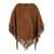 PLAIN 'Elena' Brown Cape With Fringes In Suede Woman BROWN