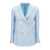 Tagliatore Light Blue Double-Breasted Jacket with Golden Buttons in Linen Blend Woman BLUE