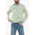 Versace Crew Neck Jacquard Cotton Sweater With Monogram Motif Light Blue