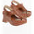 Loewe Leather Thong Sandals With Wedge 8Cm Brown