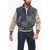 4SDESIGNS Denim Bomber Jacket With Patchwork-Effect Vest Blue