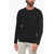 Versace Ribbed Wool Pullover With Side Buckles Black