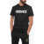 Versace Crew Neck Cotton T-Shirt With Mesh Logo Black