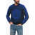 Versace Crew Neck Cotton Medusa Sweater With Terry Details Blue