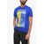 Versace Crew Neck Medusa Cotton T-Shirt With Maxi Print Blue