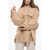 THE ATTICO Wool Blend Short Coat With Relaxed Fit Beige