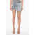 THE MANNEI Denim Miniskirt With Ruched Detail Light Blue