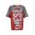 Diesel 'T-Boxt-Peel' Red and Grey T-Shirt with Destroyed Effect and Camouflage Print in Cotton Blend Man MULTICOLOR