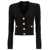 Balmain Black Fitted Cardigan with V Neckline and Jewel Buttons in Knit Woman BLACK