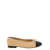 Jeffrey Campbell Beige Ballet Flats with Contrasting Toe and Bow in Leather Woman BEIGE