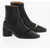 Maison Margiela Mm6 Square Toe Leather Ankle Boots With Cut-Out Details Heel Black
