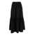 Ganni Cotton Poplin Maxi Flounce Skirt BLACK