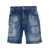 DSQUARED2 Light Blue Bermuda Shorts with Rips and Logo Patch in Cotton Denim Man BLU