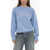 SPORTY & RICH Frontal Detail Cotton Crew-Neck Sweatshirt Blue