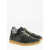 Maison Margiela Mm6 Acid Wash Effect Leather Low Top Sneakers With Studs Black