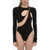 DAVID KOMA Long Sleeve Bodysuit With Mesh And Cut-Out Detail Black