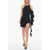DAVID KOMA One-Shoulder Sheath Dress With Ruffled Sleeve Black