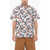 A.P.C. Floral Patterned Short Sleeve Augustin Shirt With Double Bre Blue