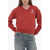 SPORTY & RICH V-Neck Brushed Cotton Sweatshirt Red