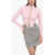 JULFER Slim Fit Ribbed Sweater With Lace-Up Detail Pink