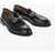 Salvatore Ferragamo Brushed Leather Gustav Loafers With Clamps Black