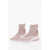 Michael Kors Solid Color Fabric Swift Sock Sneakers With Leather Trims Pink