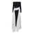 SOLACE LONDON Black and White Long Dress with Train in Techno Fabric Stretch Woman BLACK