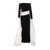 SOLACE LONDON Black and White Long Dress with Train in Techno Fabric Stretch Woman BLACK