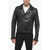 Rick Owens Edfu Leather Dracubiker Jacket With Zipped Sleeves Black